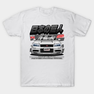 NISSAN SKYLINE GTR-R34(FRONT-WHITE) T-Shirt